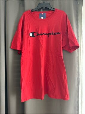 Champion Red Logo Crewneck Tee